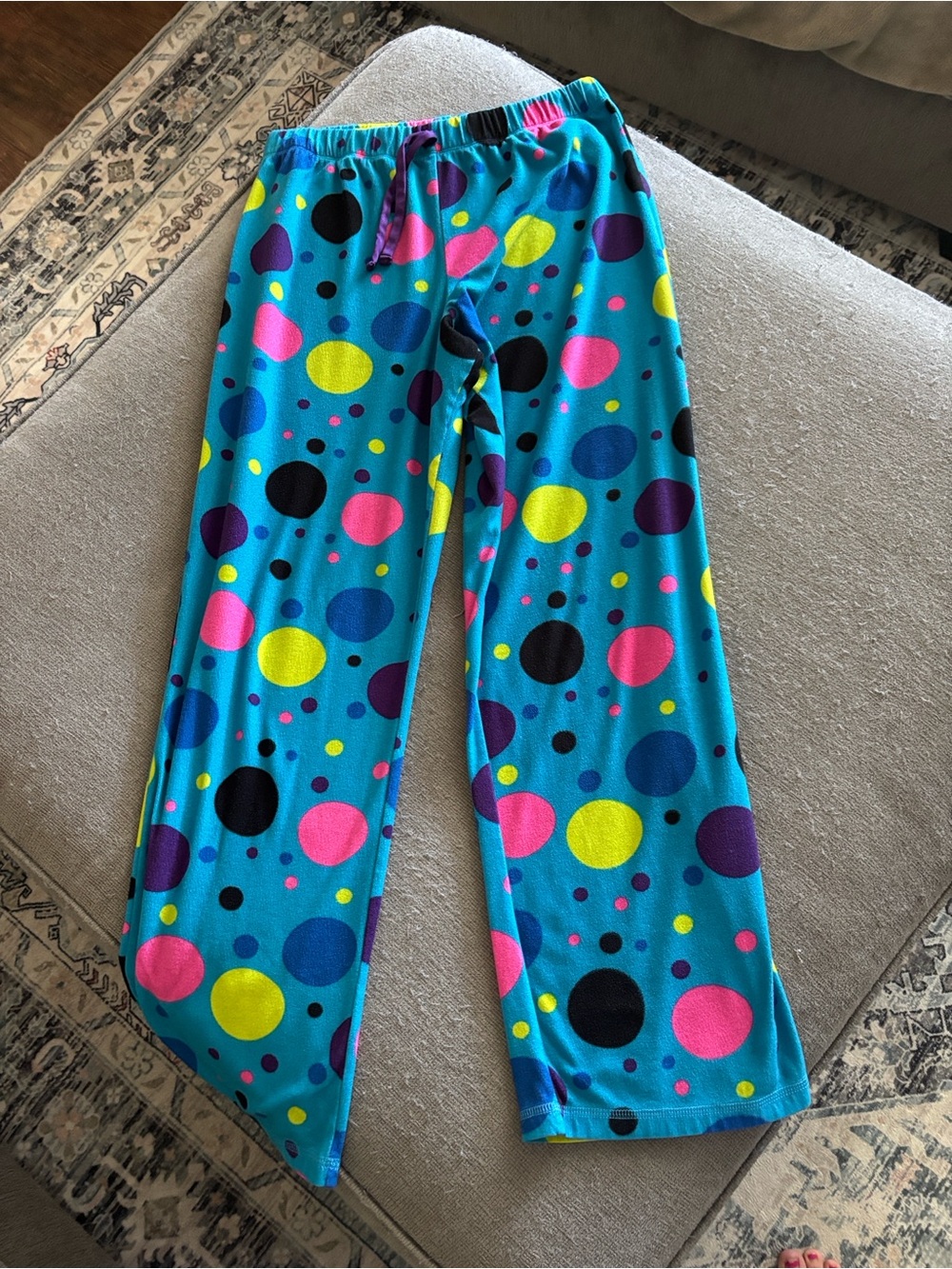 Justice Bright Blue Pajama Pants with Multicolor Polka Dots
